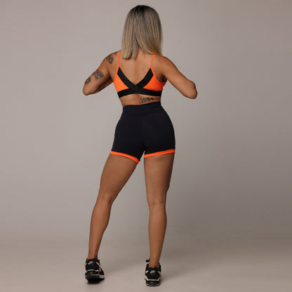 Black And Orange neon liso Short