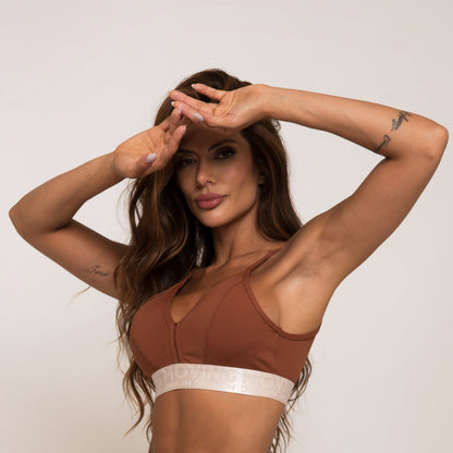 Brown liso elastic Top