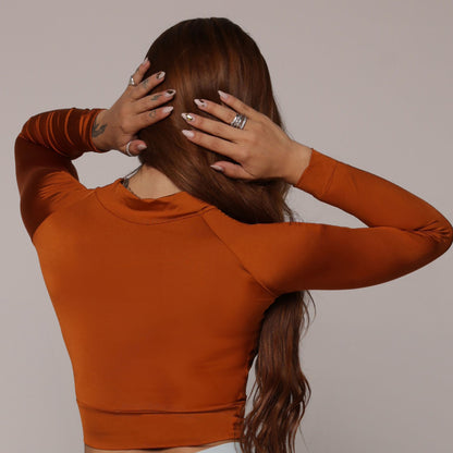 Brown Glossy long Top