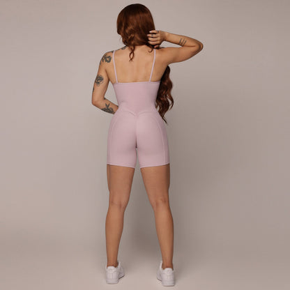 Rosa Canelado Seco Short Jumpsuit
