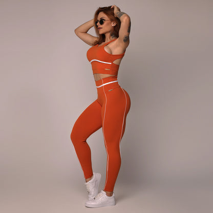 Orange liso empina bum bum leggings