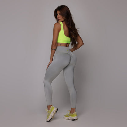 Blackout Glossy Gray Neon empina bum bum leggings