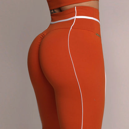 Orange liso empina bum bum leggings