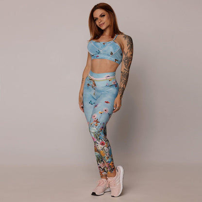 Blue Flowers Empina bum bum Leggings