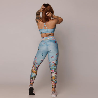 Blue Flowers Empina bum bum Leggings