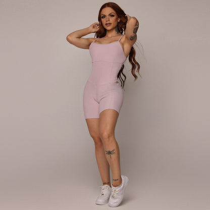 Rosa Canelado Seco Short Jumpsuit