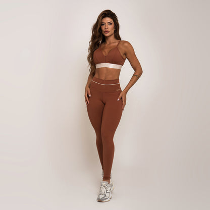 Brown liso elastic Top