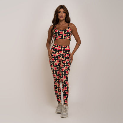 Red Flowers Empina bum bum leggings