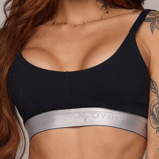 Black liso elastic Top