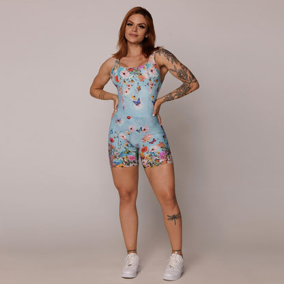 Blue Flowers Short Jumpsuit