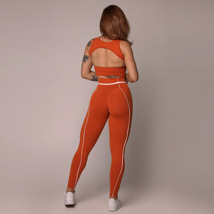 Orange liso empina bum bum leggings