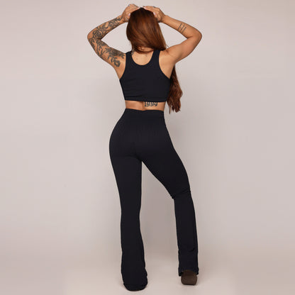 Black Crunchy Flare Leggings