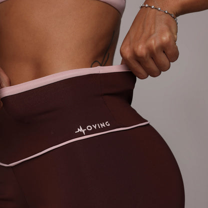 Espresso and Rosa Heart leggings