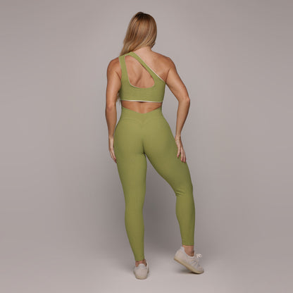 Olive Crunchy One shoulder Jumpsuit