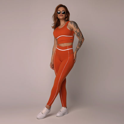 Orange liso empina bum bum leggings