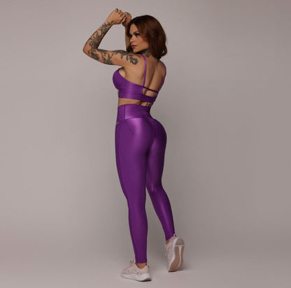 Purple Glossy Regular leggings
