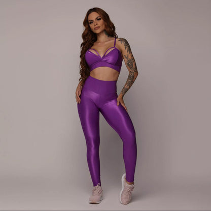 Purple Glossy Regular leggings